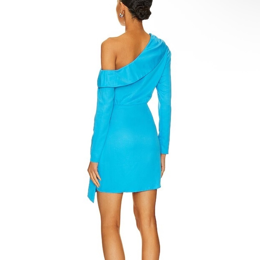 SAYLOR Kirstie Dress Cerulean Vibrant Blue One-Shoulder mini draped Revolve M - Picture 3 of 7